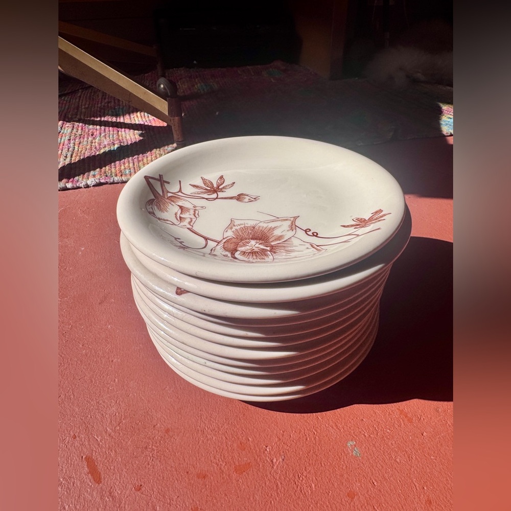50s Vintage Set Russel Wright American Modern Floral Salad Plate - Picture 3 of 6